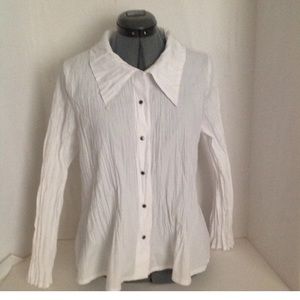 White ruffles long sleeve button up